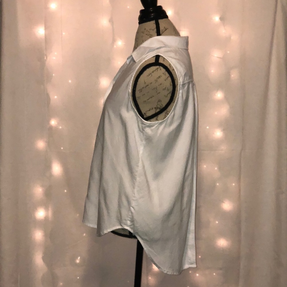 Cloth & Stone White Sleeveless Collared Shirt Medium - Picture 2 of 8